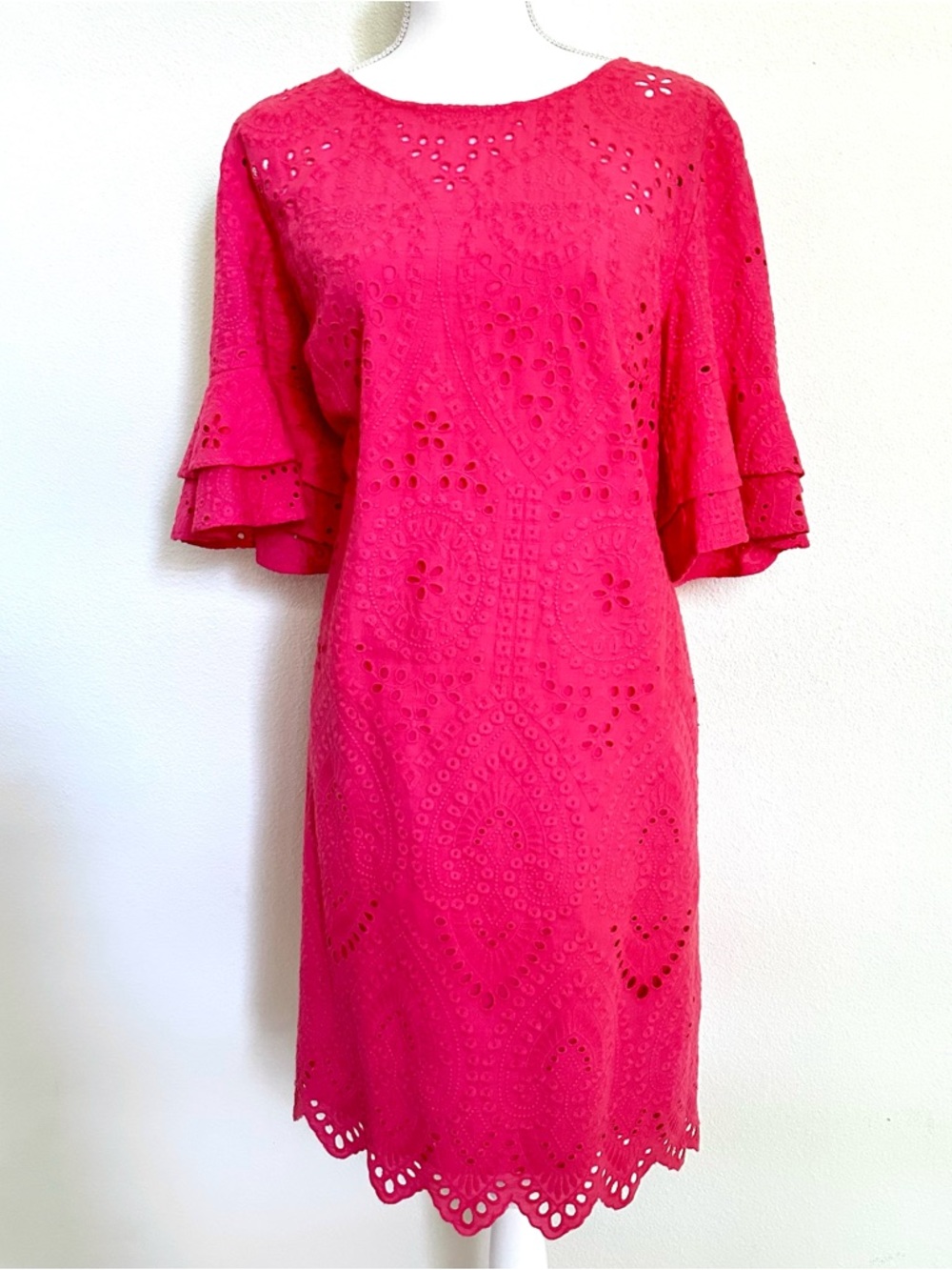 Trina Turk Eyelet Lace Pink Dress Size 14